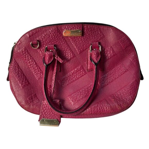 BURBERRY Heritage Magenta Orchard Bowling Bag, Medium, Luxury Classic Top Handle - Picture 1 of 5
